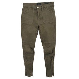 Banana Republic Mr Skinny Utility Jeans Womens Sage Green Ankle Zip Size 26